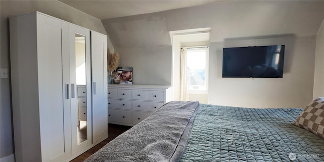 bedroom featuring vaulted ceiling