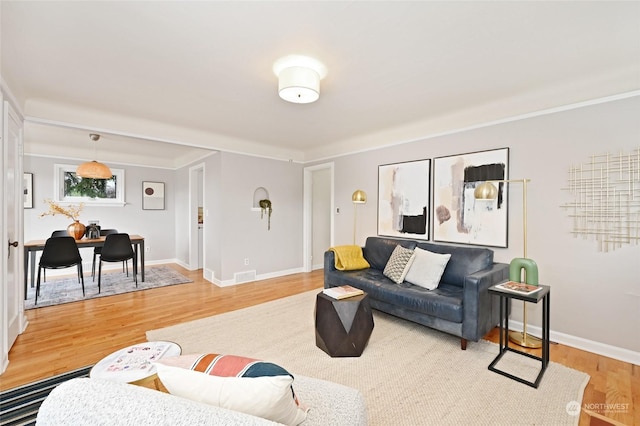 living room featuring wood-type flooring