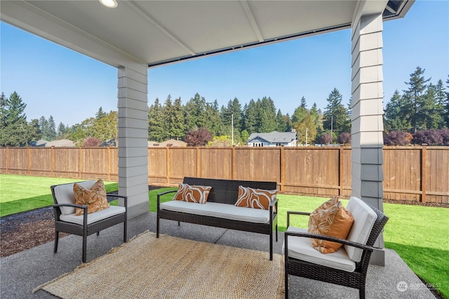 view of patio / terrace with an outdoor living space