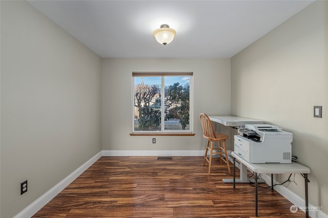 office featuring dark wood-type flooring