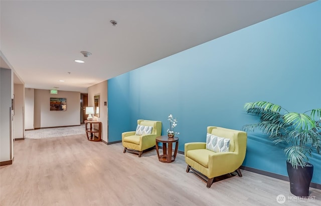 living area featuring wood-type flooring