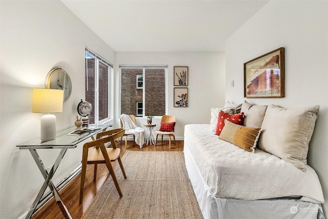 living room with hardwood / wood-style flooring