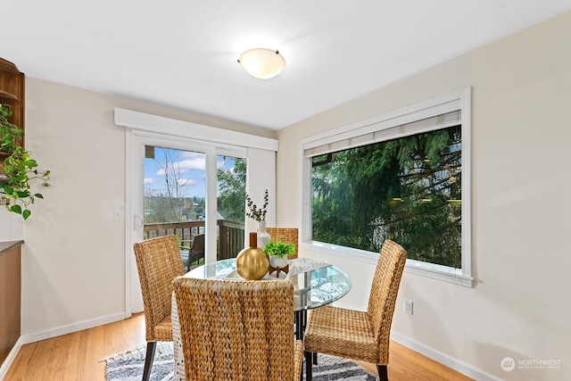 dining room with light wood-type flooring