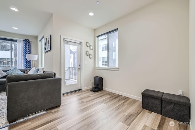 foyer with light hardwood / wood-style floors