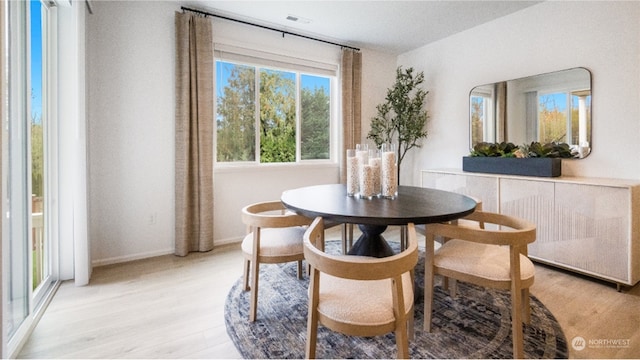 dining area featuring light hardwood / wood-style flooring