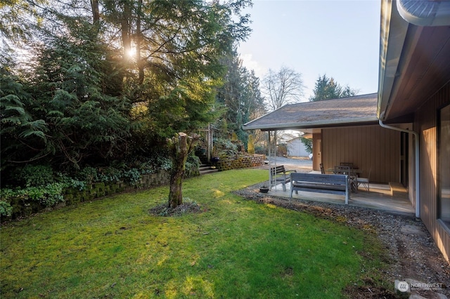 view of yard with a patio area