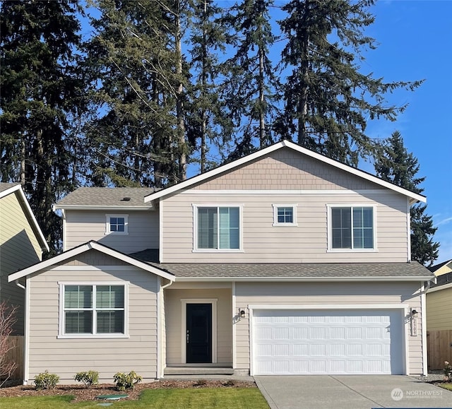 view of front facade featuring a garage