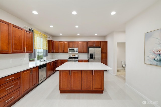 20411 90th Pl S, Kent, WA 98031 - kitchen featuring stainless steel appliances, sink, and a kitchen island