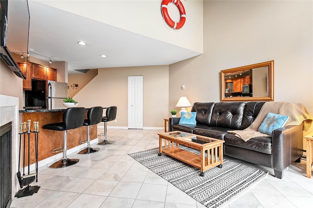 view of tiled living room