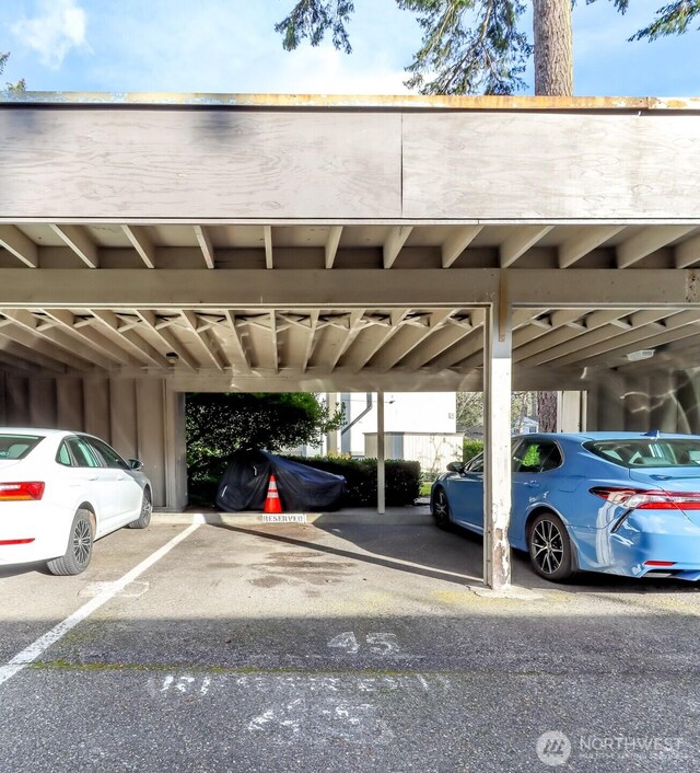 view of covered parking lot