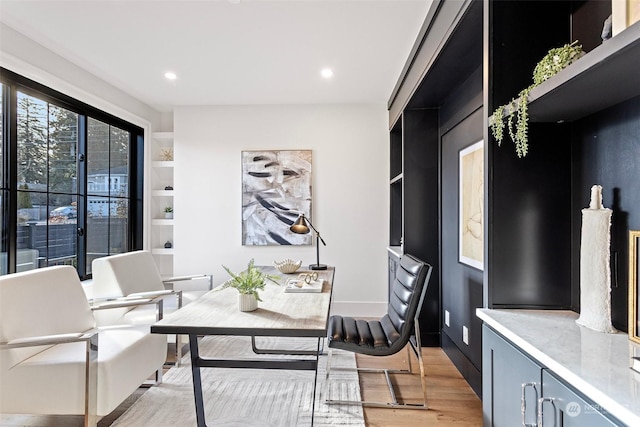 home office featuring light wood-type flooring