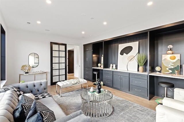 living room featuring light hardwood / wood-style flooring