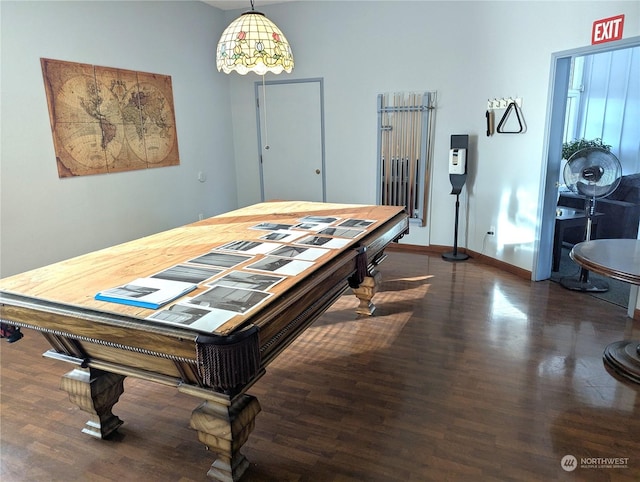 playroom with dark hardwood / wood-style floors