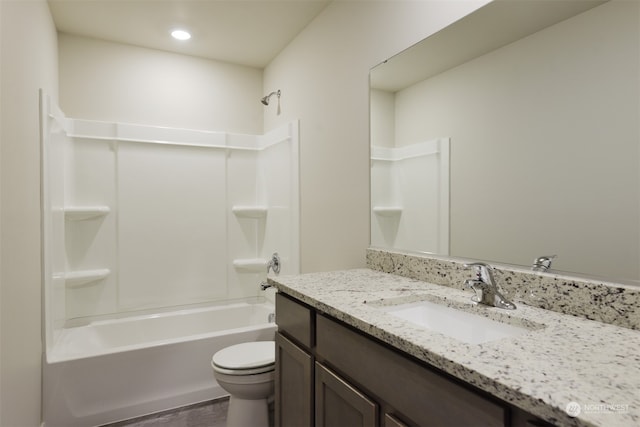 full bathroom with vanity, toilet, and shower / bathing tub combination