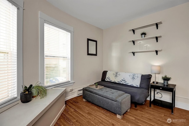 living area featuring hardwood / wood-style flooring