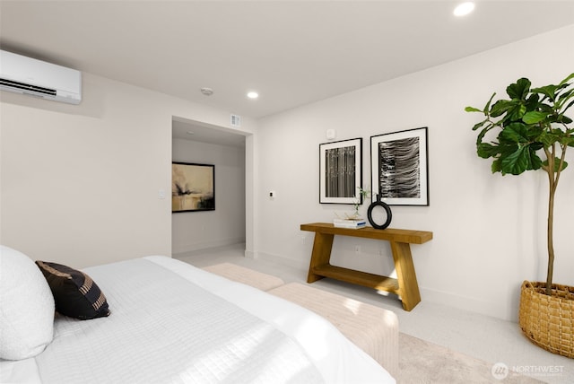 238 4th Ave Unit 100, Kirkland, WA 98033 - bedroom featuring an AC wall unit, recessed lighting, and carpet floors