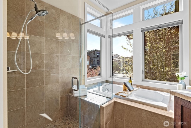1026 N 41st Pl, Renton, WA 98056 - bathroom with a shower stall and a garden tub
