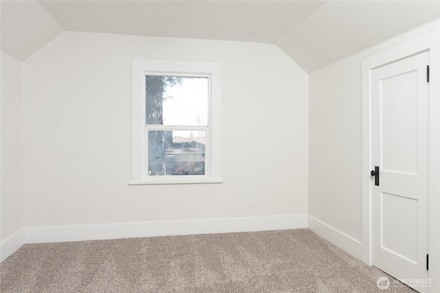 additional living space with lofted ceiling and carpet