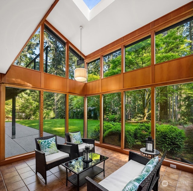 sunroom featuring a skylight