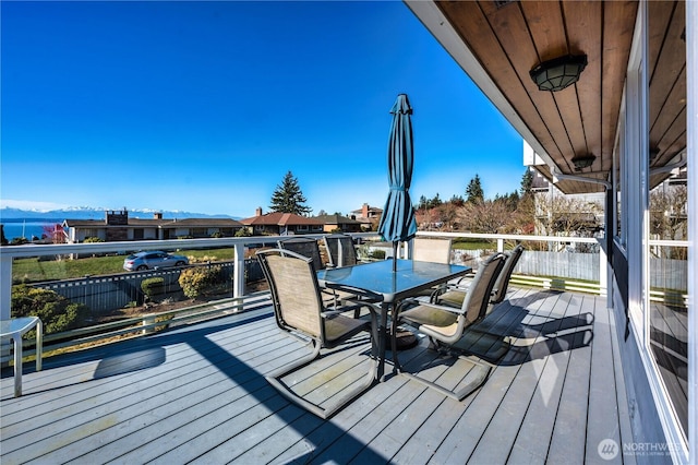 deck with a mountain view