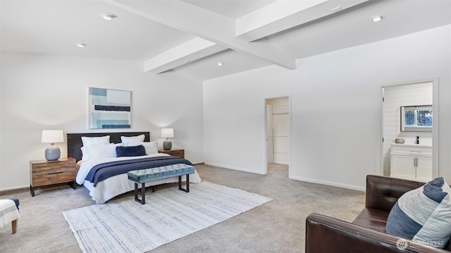 27223 154th Ave SE, Kent, WA 98042 - bedroom featuring carpet, baseboards, recessed lighting, and connected bathroom