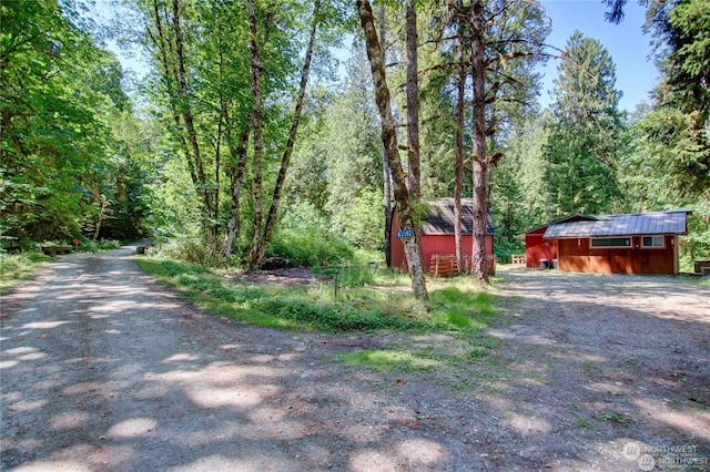 view of yard with a shed