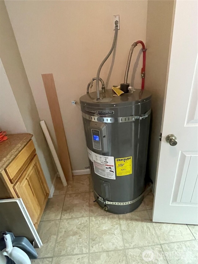 utility room with water heater