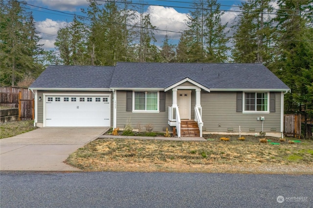 single story home featuring a garage