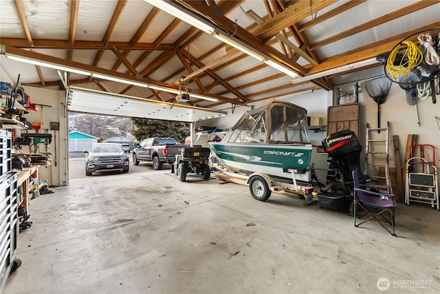 garage with a garage door opener