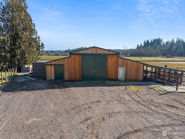 view of outdoor structure featuring a rural view