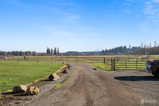 view of road with a rural view