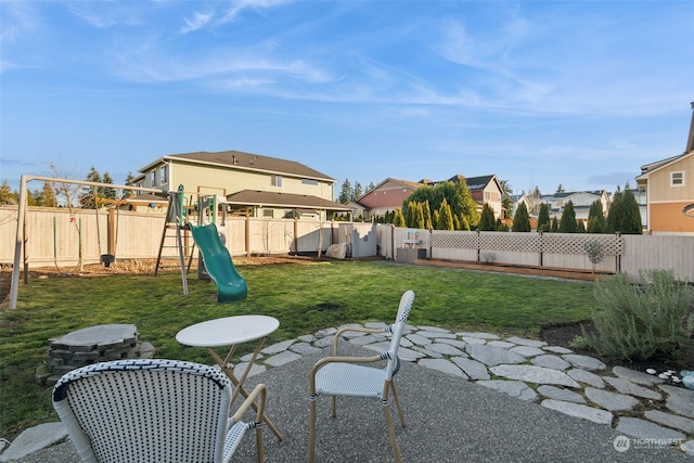 view of yard with a playground