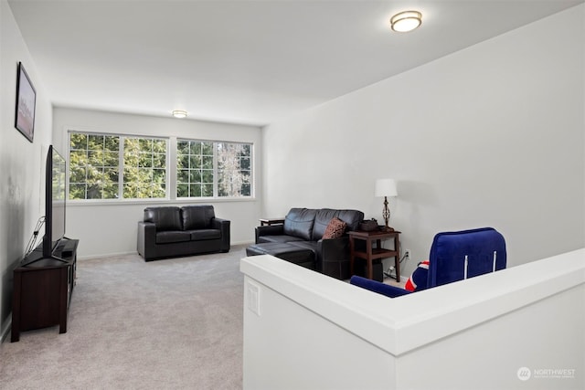 living room with light colored carpet