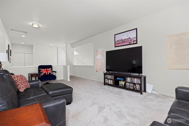 living room with carpet