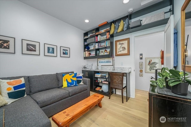 living room featuring light wood-type flooring