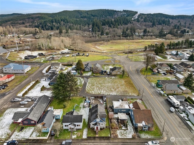 bird's eye view featuring a mountain view