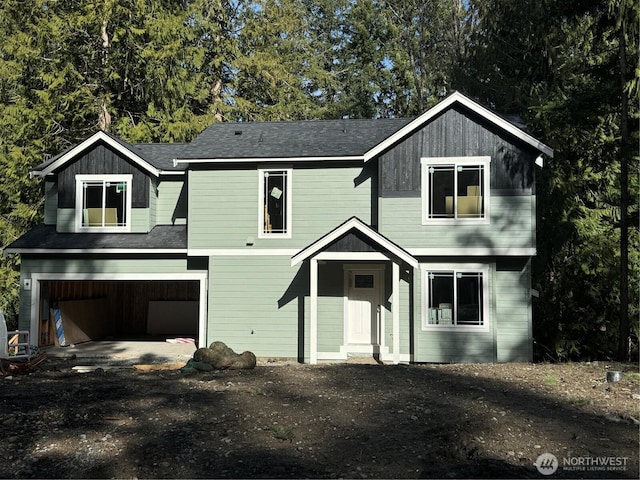 view of front of house with a garage