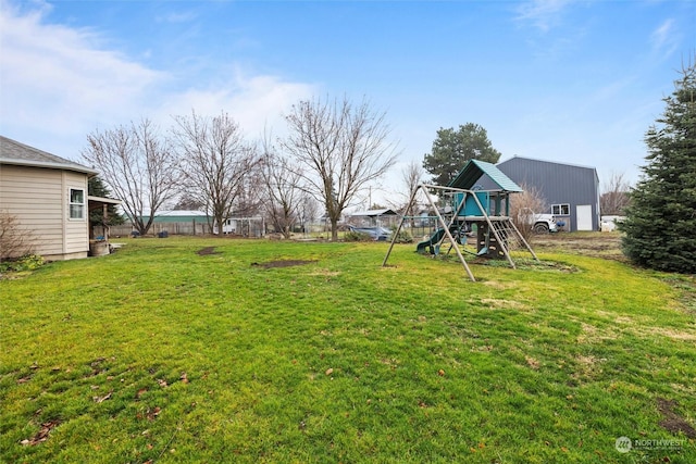 view of yard with a playground