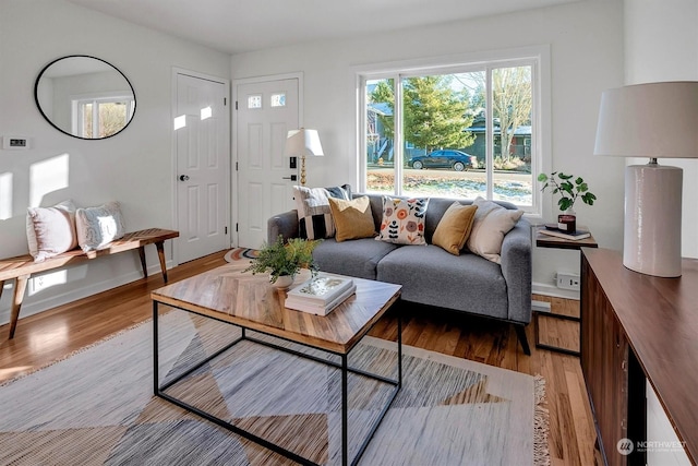 living room featuring light hardwood / wood-style flooring