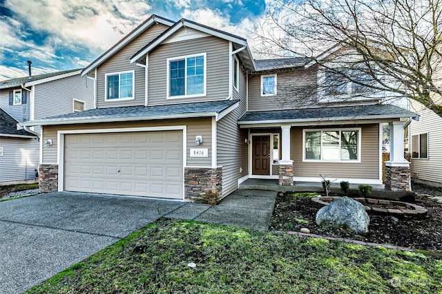 craftsman-style home featuring a garage