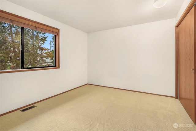 unfurnished bedroom featuring carpet flooring and a closet