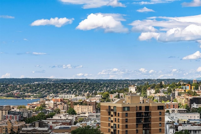 property's view of city featuring a water view