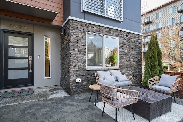 view of patio featuring an outdoor hangout area