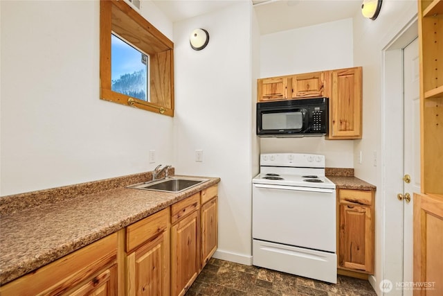 kitchen with sink and white range with electric cooktop