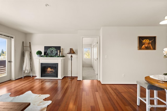 unfurnished living room with hardwood / wood-style flooring