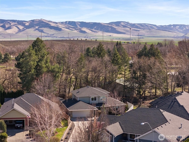 aerial view featuring a mountain view