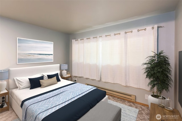 230 B St Unit 102, Friday Harbor, WA 98250 - carpeted bedroom featuring a baseboard heating unit