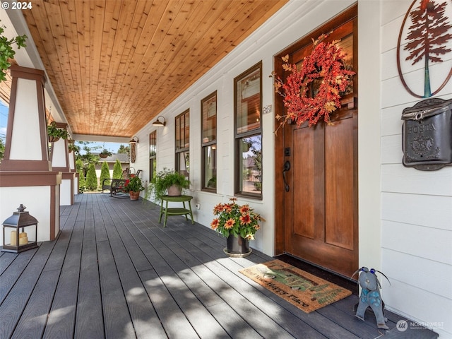 wooden deck with covered porch