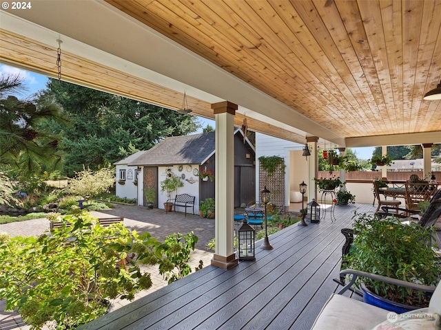 deck featuring an outbuilding