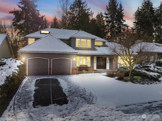 view of front of property featuring a garage